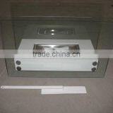 White Bio Ethanol Fireplace With Stainless Steel Box Burner and Tempered Glass thumbnail-1