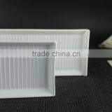 Hotel Rectangle Embossing White Ceramic Plate and Tray thumbnail-3