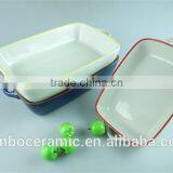 Colorful Cute Ceramic Bakingdish Rectangular Baking Dishes Stoneware Bakeware With Handles thumbnail-2