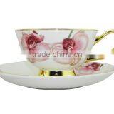 200ml Bone China European Style Flower Pattern Coffee Cup With Saucer Set for Valentines Gift