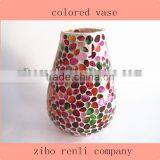 Table Decoration Iridescent Colored Flower Petal Pattern Mosaic Cheap Flat Flower Vase thumbnail-1