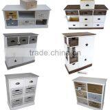 Mediterranean Style Distressed White Wooden Coffee Table With Drawers thumbnail-6