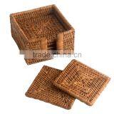 Square Rattan Coasters With Holder / Rattan Coasters Rattan Platemat thumbnail-4
