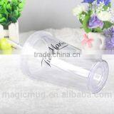 Transparent 20oz double wall plastic tumbler with lid and straw