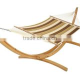 Beach Quilted 2-Person Double Hammock with wood frame/ Wooden Stand/wood stand, Spreader Bars and Pillow