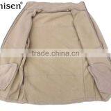 Custom Oem Creamy White Plain Zipper-up Warm Windproof Polar Fleece Men's Coat thumbnail-3