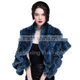 CX-B-21E 2016 New Knitted Genuine Rex Fur Shawls Rabbit Fur Poncho thumbnail-4