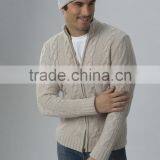 100% Cashmere Cable Knit Full Zip Men's Cardigan thumbnail-2