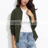 Zipper Up Olive Green Bomber Jacket With Arm Pocket 100% Polyester Custom Pilot Bomber Jacket Fashion Clothing Supplier thumbnail-3