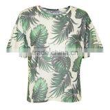 Womens All Over Print t Shirt, Oversize t Shirt Woman, Leaf Print t Shirt