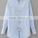 Runwaylover EY2384B Hot Sale 2017 Ladies Elegant Stripe Embroidery Blouse thumbnail-3