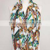 Colourful Ikat Feather Pattern Infinity Scarf, Circle Scarf, Scarves, Tube Scarf, Spring - Fall - Winter - Summer Fashion thumbnail-5