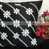 Black Pillow With White Rhinestones,black Decorative Pillow,black Pillow,black Cushion,floor Pillow,black & White Throw thumbnail-3