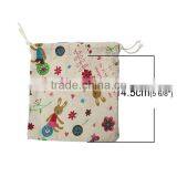 Cotton & Linen Cloth Jewelry Bags Drawstring Rectangle Multicolor Flower Pattern 16cm x 14.5cm thumbnail-2