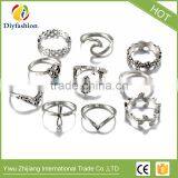 New Hollow Turkish Hand Ring Sets Geometric Silver Knuckle Ring for Women Vintage Jewellery thumbnail-2