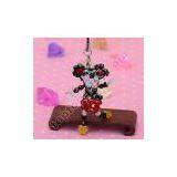 3d Beaded Mickey Mouse Crystal Cell Phone Charm thumbnail-1
