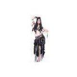 Special Mysterious Black Tribal Belly Dance Clothing With Turkey Feather / Shell / Beads