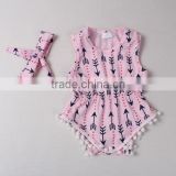 china wholesale clothing sleeveless arrow print toddler girls romper cute fresh baby girl romper