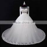 2017 Hot Sale Bridal Wedding Dress V-neck Long Sleeves Beaded Sweetheart Nackline Mermaid Lace Wedding Dress F12802 thumbnail-1