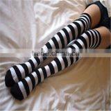 Womens Black and White Striped Stockings Knit Boot Knee High Socks Lot