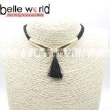 Fashion Suede Fabric Tassel Choker Necklace With Metal thumbnail-1