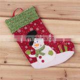 26CM Medium 3D Embroidery Cartoon Decoration and Gift Christmas Stockings With Snowflakes Printing - Snowman thumbnail-3