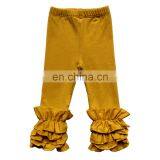 Infant Toddler Girls Double Icing Ruffle Leggings Triple Cotton Boutique Elastic Waist Slacks Joggers 27 Plain Colors 10 Sizes thumbnail-6