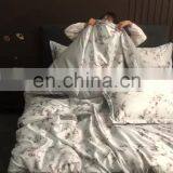 2020 New Design Reactive Printing Washed Silk Polyester Cooling Material Floral 4 Pcs Comforter Bed Linen Bedding Set for Summer