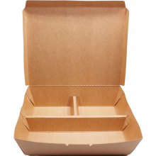 Disposable 2 3 5 Compartment Brown Paper Food Box for Take Away Fast Food Restaurant Salad Sushi Fried Chips thumbnail-1