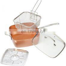 Customized Non Stick Chicken Roasting Aluminum Large Frying Baking Pan With Glass Lid thumbnail-3