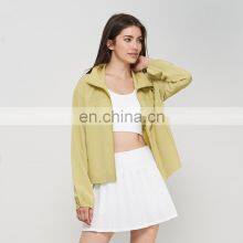 New Arrival Anti-UV Cool Fabric Loose Casual Outdoor Sports Gym Fitness Wear Full Zip Yoga Jacket UPF 50+ Pocket For Women thumbnail-1