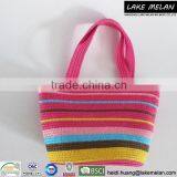 100%Paper Bag (Straw Bag)With Striped Pattern In Multicolor Small Size