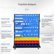 HN-TEM9 Industrieller Rollwagen für Werkzeuge für die Elektromobilherstellung, Pulverbeschichteter Stahlregal mit Jalousieplatten und Behältern, Direkt aus der Fabrik thumbnail-2