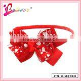 Valentine's Day Best Gifts for Girls Factory Wholesale Pink Color Ribbon Large Bow Headband With Heart (QRJ-0042) thumbnail-2