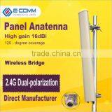 2400Mhz-2500Mhz Outdoor High Gain16dBi 120degrees Low Loss Dual Polarization Directional Sector Panel Antenna