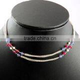 Pale Beauty !! Springring Lock Iolite & Pearl & Ruby 925 Sterling Silver Chain, Wholesale Jewellery On Factory Price thumbnail-2