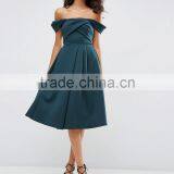 Fold Detail Bardot Scuba Prom Dress Designer One Piece Party Dress HSD5395 thumbnail-1