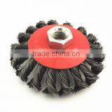 4-Inch Knot Twisted Steel Wire Brush Disc With Curled Selvedge Cup,twist and Slim Disc thumbnail-4