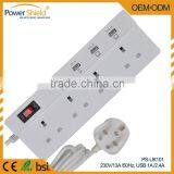 2015 Hot Sales UK Type G Multiusage Powerstrip Built in USB Charger Surge Protector 230V 13A With CE TUV Approval