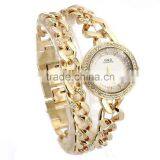 Women's Stainless Steel Band Rhinestone Luury Fashion Quartz Analog Wrist Watches Gold thumbnail-4