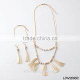 Fashion Long Cream Stone Bead Tassel Necklace thumbnail-2