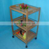 3-Tiers Bamboo Dining Trolley With Wheels thumbnail-2