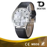 China factory supply big bezel business mens genuine leather watch