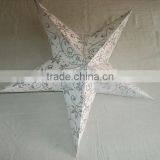Mercury White Glitter Printed Paper Star Lanterns