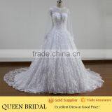 QUEEN BRIDAL 2016 New Design Ball Gown Luxury Bridal Arabic Wedding Dress Lace Long Sleeve thumbnail-1