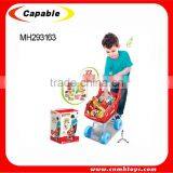 Kids Shopping Trolley Cart With Food Set Plastic Shopping Cart thumbnail-2