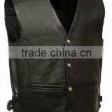 Leather Men's Deep Pocket Vest w/ Side Buckle