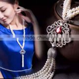 elegant shell bead sweater chain,luxury bead gemstone necklace