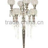 Wedding Candelabra In Silver Plating With 09 Arms Fitted With Crystal Beads Balls