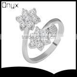 925 Sterling Silver Double Twice Flower Paving Setting Ring With Zircon thumbnail-1